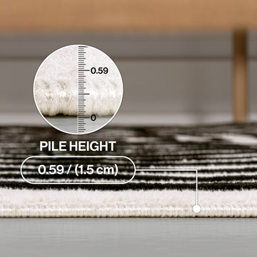 Freya High-Low Modern Scandinavian Arch Stripe Monotone Indoor/Outdoor Area Rug